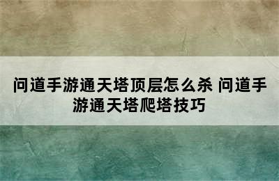 问道手游通天塔顶层怎么杀 问道手游通天塔爬塔技巧